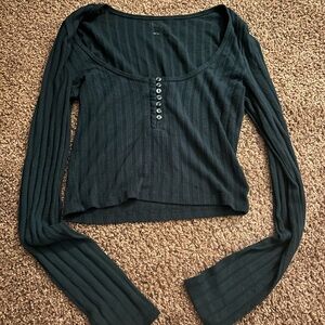 Black Ribbed PacSun Long Sleeve Top